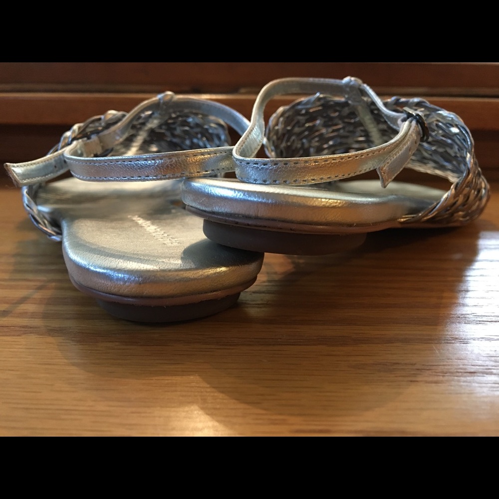 Banana Republic leather sandals | woven silver & gray versatile style - Picture 6 of 8